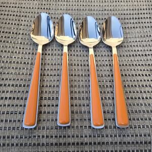 Fiesta Merengue Soup Spoons Flatware Lot of 4 Tangerine Orange Fiestaware
